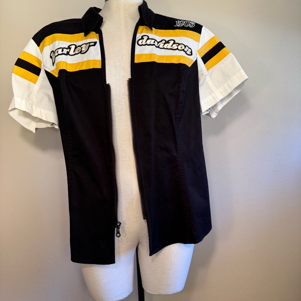 HARLEY-DAVIDSON Vintage Women's Zip Front Short Sleeve Speedway Spirit - Picture 8 of 15